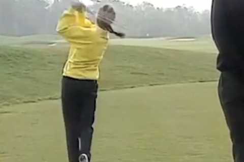 Watch unrecognisable Kirsty Gallacher accidentally smack golf ball off Nick Faldo in amazing throwback video