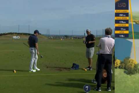 Rory McIlroy clears the St Andrews range with his 3-WOOD as former Open champ looks to bring iconic course to its knees