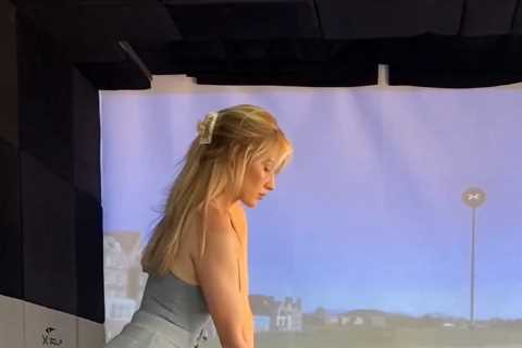 Paige Spiranac crashes huge 300-yard drive on simulator as golf beauty tips Tiger Woods to win Open Championship