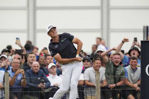 What time is Rory McIlroy teeing off at The Open Championship final round and when are his rivals playing?
