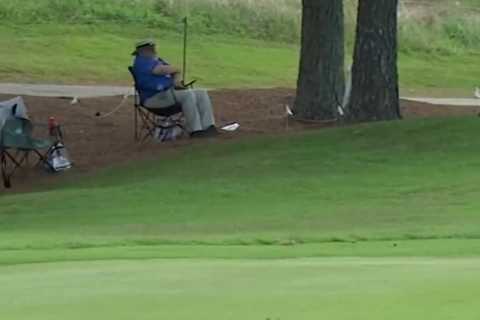 Watch amazing moment Denny McCarthy sinks ‘hole-in-one’… after ball bounces off fan and into chair cup holder