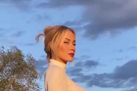Watch Paige Spiranac’s driving technique as she smashes golf ball while wearing figure-hugging top and mini-skirt
