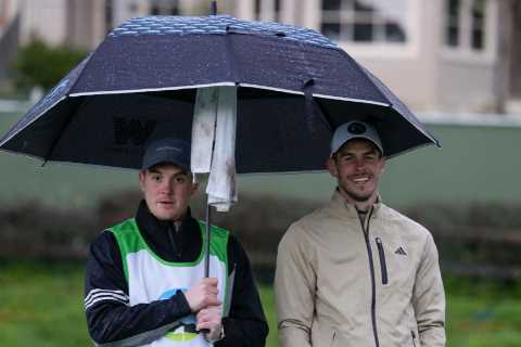 Gareth Bale braves the elements to finish on 16-under-par on PGA tournament debut just weeks after football retirement