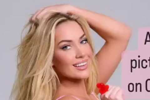 Stunning Paige Spiranac leaves fans’ jaws on the floor as she strips down to pink lingerie to promote her OnlyPaige