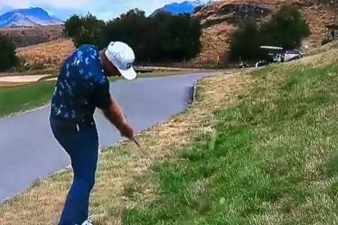 Bizarre optical illusion makes it look like golfer fluffs his shot – but can you work out what really happened?