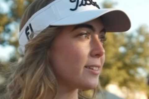 Paige Spiranac rival Grace Charis called ‘goddess’ as she leaves nothing to the imagination with no bra for golf demo