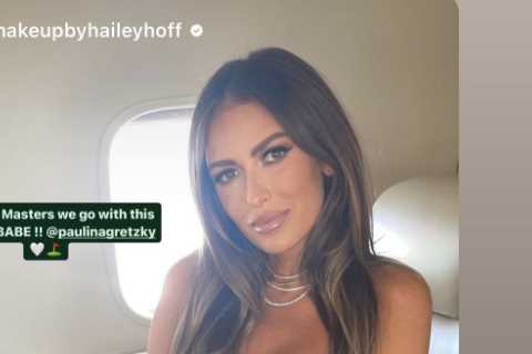Paulina Gretzky branded ‘absolute babe’ as Dustin Johnson’s Wag relaxes in private jet in revealing crop top