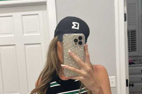Stunning model Jena Sims flaunts green outfit and does ‘T-Rex hand’ to celebrate husband Brooks Koepka leading Masters