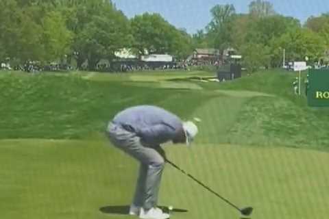Watch moment Bryson DeChambeau HITS fellow professional golfer on the TEE with errant shot at USPGA Championship