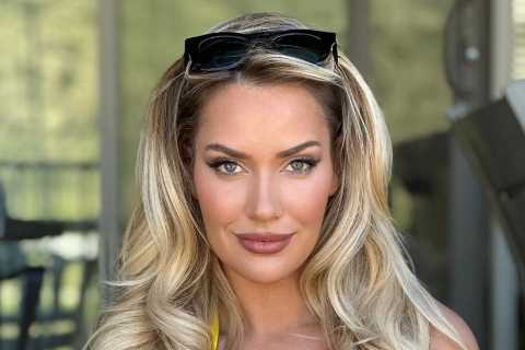 Paige Spiranac almost spills out of tiny yellow bikini as nobody notices her Sunglasses Day celebration