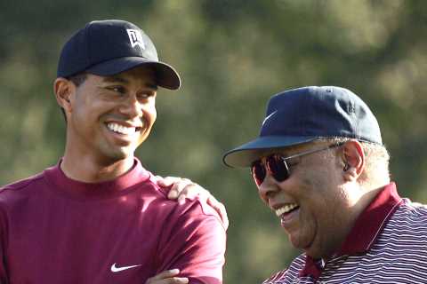 Tiger Woods broke down in tears after winning The Open without his dad in ‘tough, tough week’