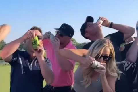 Paige Spiranac stuns fans with busty display as she chugs beer on the golf course