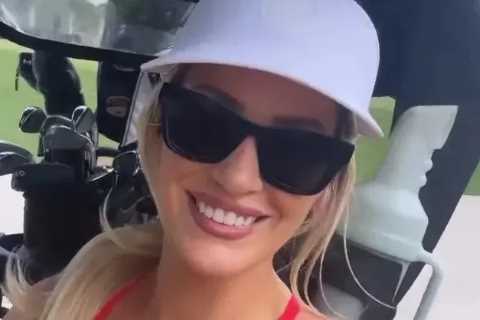 Paige Spiranac Turns Heads in Dazzling Red Dress for Golf Outing