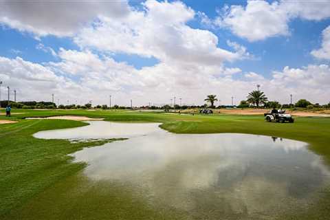 Top golf course flooded with bunkers completely underwater in incredible pics just a day before professional tour event